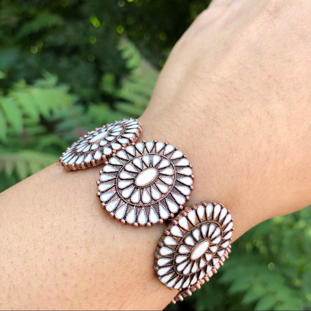 Copper concho stretch bracelet